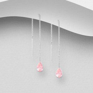 925 Sterling Silver Earrings w/ Pink Swarovski Crystals